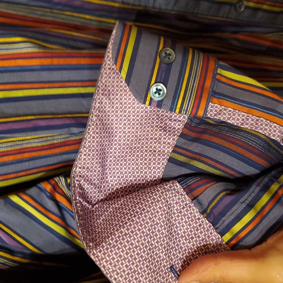BUGATCHI SIZE 3XL Multicolor Striped Men's Shirt - Picture 4 of 11